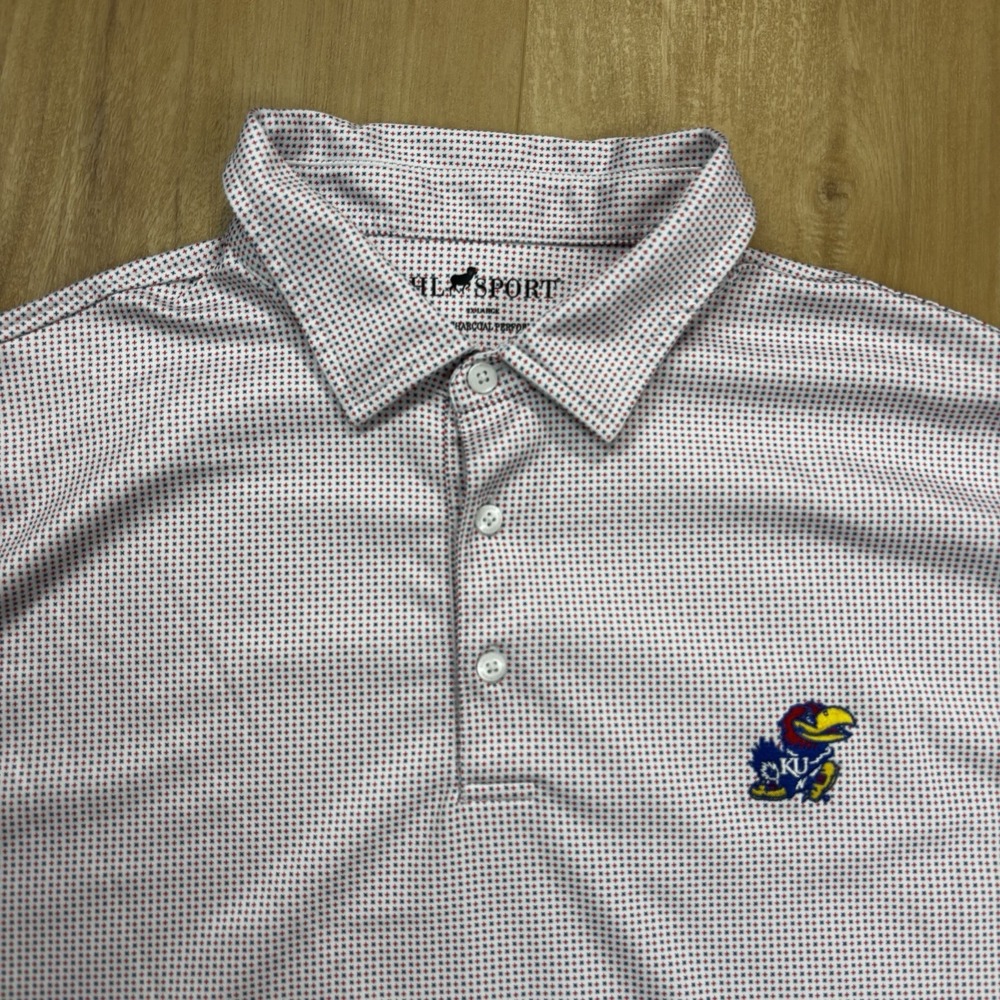 HL Sport Men's 2XL Kansas Jayhawks Bamboo Charcoal Golf Polo Geometric Abstract